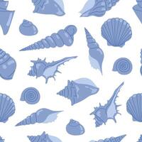 Sea print. Marine seamless pattern with seashells. Tropical vacation, beach and ocean concept. Background perfect for prints, fabric, textile, wallpaper, wrapping vector