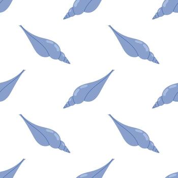Seamless pattern with blue seashells on white background. For summer textiles and beach designs, summer, ocean vector