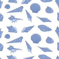 Marine seamless pattern with seashells. Sea print. Tropical vacation, beach and ocean concept. Background perfect for prints, fabric, textile, wallpaper, wrapping vector