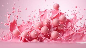 Pink splash of liquid, dynamic and vibrant, abstract art. photo