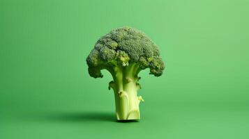 Fresh broccoli on a green background, vibrant and healthy. photo