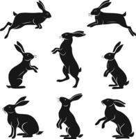 Rabbit silhouette bundle set vector
