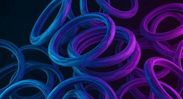 A bunch of blue and purple rings on a black background photo