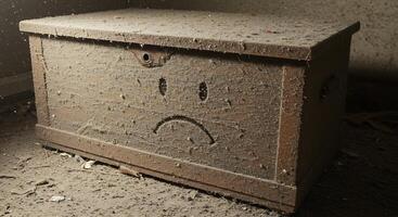 A sad face on a box photo