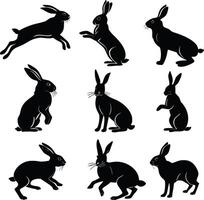 Rabbit silhouette bundle set A collection vector