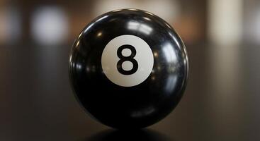 A black billiard ball with the number eight on it photo