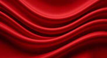 Red silk fabric background with wavy lines photo