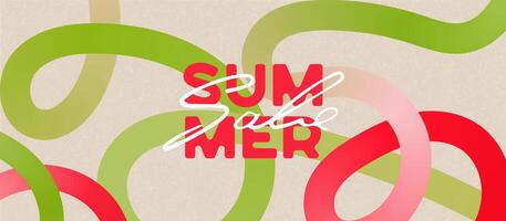 Summer horizontal abstract background with gradient and texture, hand drawn lines. Modern minimalist design template for sales, horizontal poster, header, cover. vector