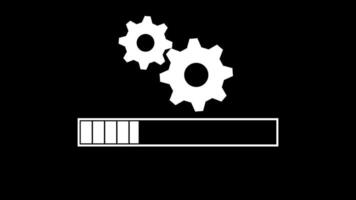 Loading Bar with Gear Wheels Animation on Black Background video