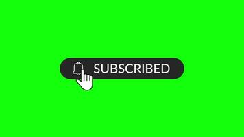 Subscribe Button Animation with Hand Click and Notification Bell on Green Screen video