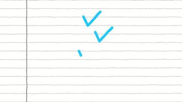 Hand Drawn Blue Check Marks on Notebook Paper Doodle Style Animation video
