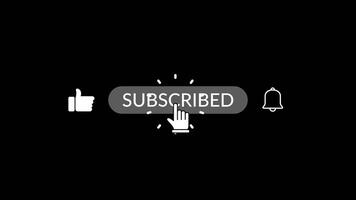 Subscribe Button Animation with Like, Bell, and Hand Click on Black Background video