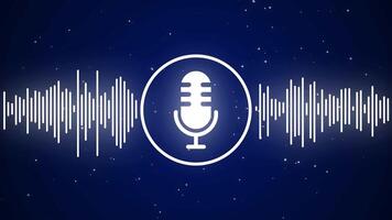 Microphone with Audio Waveform and Particle Background Animation Suitable for Podcast Intro, Music Visualizer, or Voice Content video