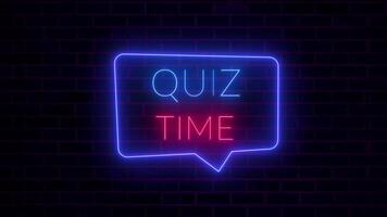 Quiz Time Neon Speech Bubble Neon Sign Animation on Brick Wall video