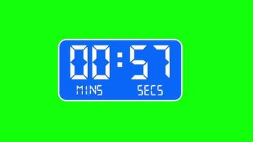 Digital Clock 1 Minutes Countdown Animation on Green Screen video