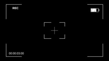 Camera Recording Interface HUD Overlay with Battery Indicator and Timer on Black Background video