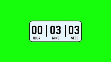 1 Hour Digital Timer Count Up Animation on Green Screen video