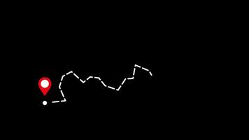 Animated Route Map with Start and Destination Markers on Black Background video