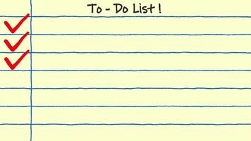 Animated Lined Paper To-Do List with Checkmarks, Task Completion Template video