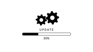 Animated Update Progress Bar Gears and Loading Indicator on white background video