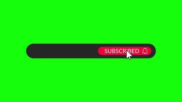 Subscribe Button Callout Animation with Bell Icon and Cursor Click on Green Screen video