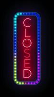 Closed Neon Sign Vertical Animation Black Background video