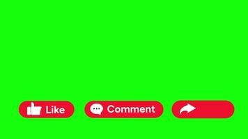 Social Media Like Comment Share Buttons Animation on Green Screen video