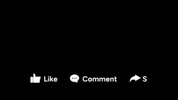 Like, Comment, Share UI Animation with Black Background video