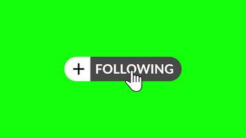Follow Button Animation with Click Hand on Green Screen video