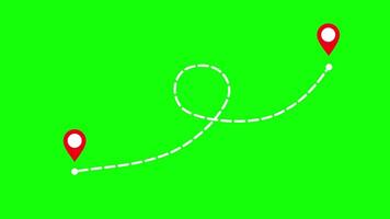Animated Travel Route, Location Pin Map Route Green Screen video
