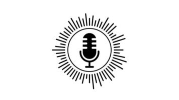 Podcast Microphone Icon with Radiating Sound Lines Animation video