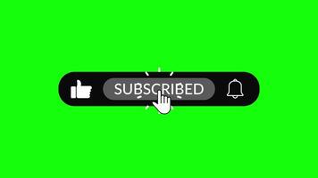 Subscribe Button Animation with Like and Notification Bell on Green Screen video