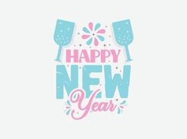 Happy new year greeting card with two glasses of champagne vector
