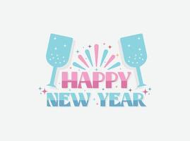 Happy new year card with two glasses of champagne vector