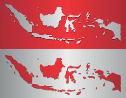 Modern Flat Indonesia Map Silhouette with Red and White Colors Design vector