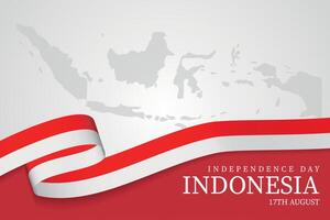Elegant Indonesia Independence Day Ribbon with Map on Neutral Background vector