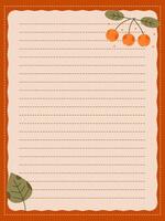 A cute fall-themed scrapbook, diary or notebook page with cute leaves and berries vector
