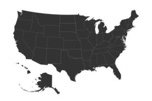 Map of the United States. Detailed black map of the USA with state borders. vector