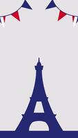 Eiffel Tower and Bastille Celebration Flags. Vertical Animation video