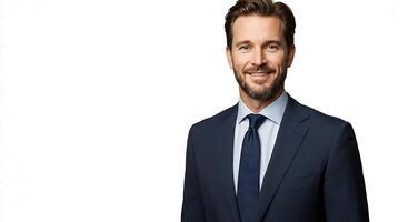 A man in a suit and tie smiling photo