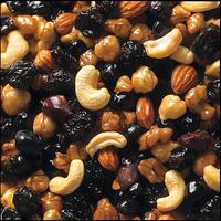 Close-up of Sweet and Savory Trail Mix A Blend of Nuts, Seeds, and Dried Fruit. photo