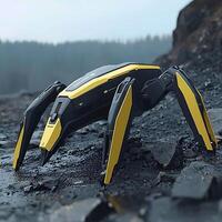 Futuristic Quadrupedal Robot on Rocky Terrain A 3D Render of Advanced Robotics. photo