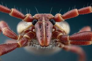 A close up of a crab's face photo