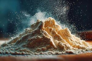 A pile of flour is being thrown into the air photo