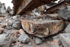 A close up of a pile of rubble and rocks photo
