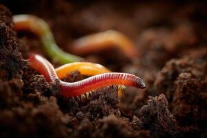 A worm is crawling on the ground photo