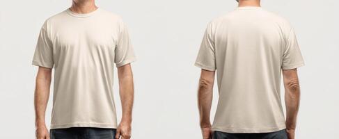 The plain t-shirt displayed in front and back views for promotional use. photo