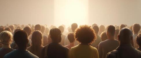 The crowd gathers in anticipation of a transformative experience. photo