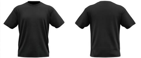 The black t-shirt mockup displaying front and back view for design purposes. photo