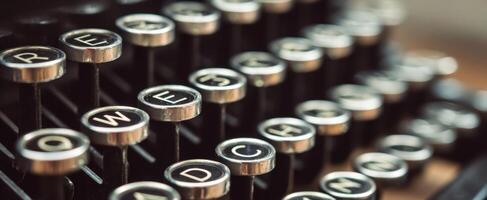 The vintage typewriter keys creating a nostalgic atmosphere of classic writing. photo